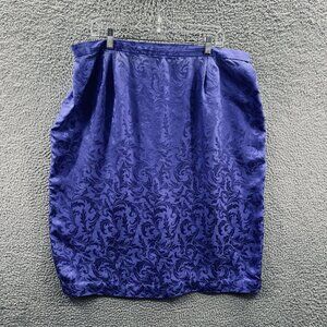 Adrianna Papell Womens Straight Skirt 22 Blue 100%‎ Silk Rear Zip Lined Vintage